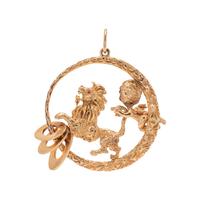 YELLOW GOLD ANGEL AND LION PENDANT