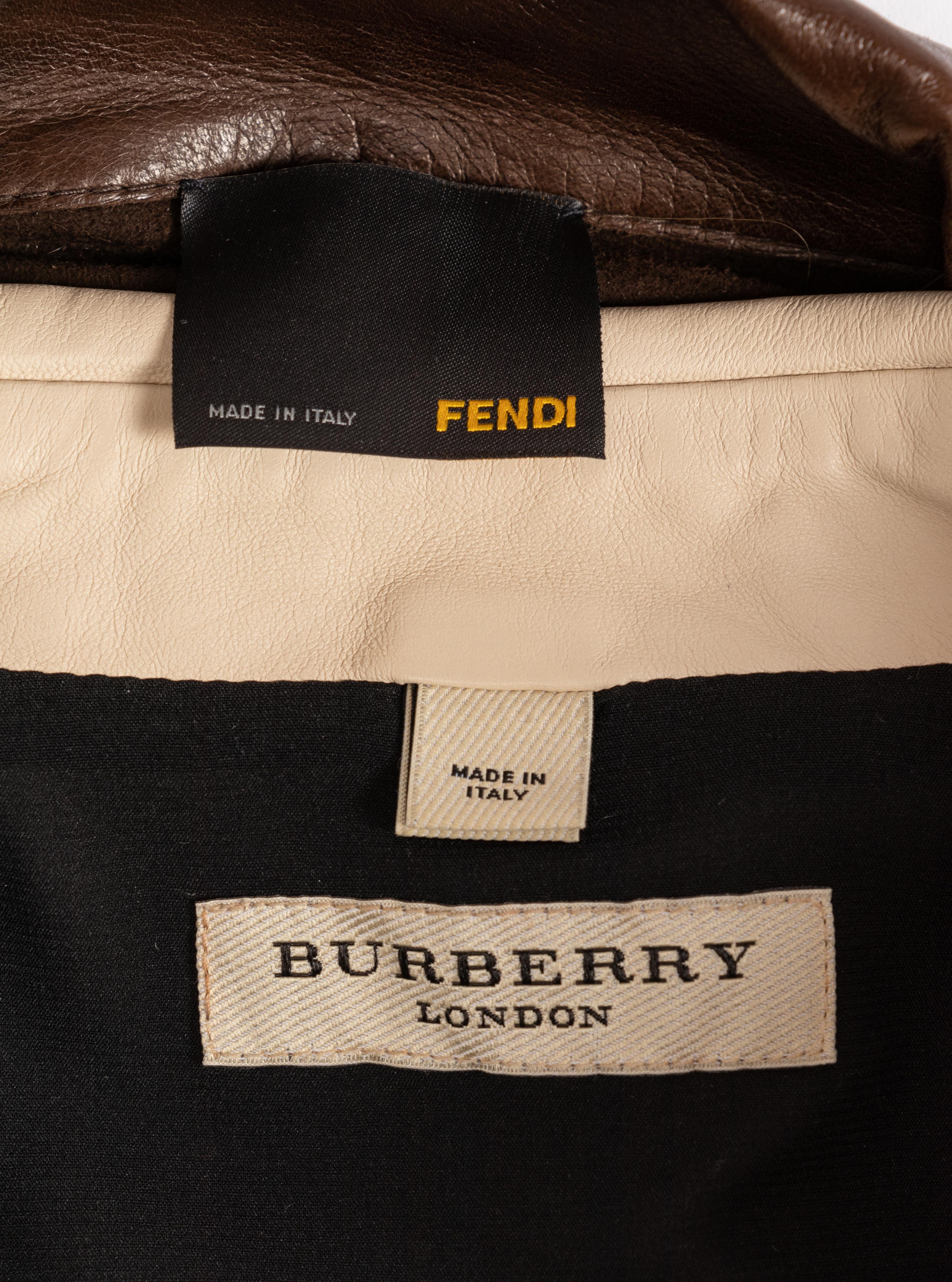 Two Designer Leather Shirts: Fendi & Burberry, 2000-10s