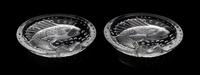 A Pair of Lalique Fish Dishes Diameter 6 1/4 inches.