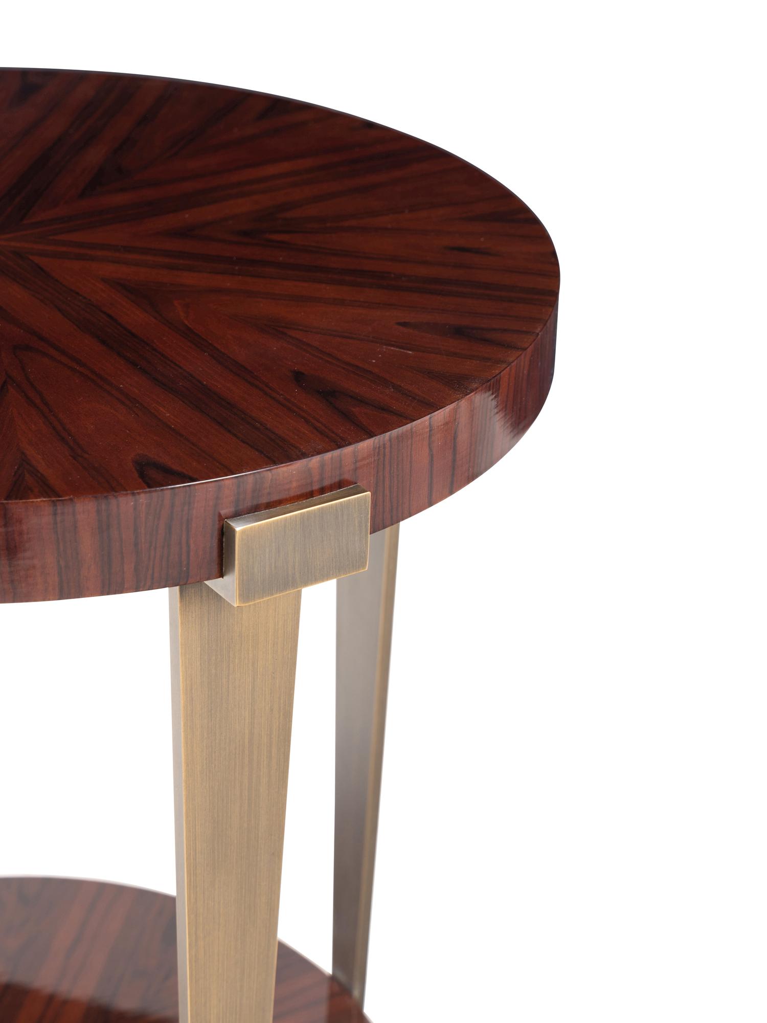 A Bolier Simulated Rosewood and Bronze Side Table