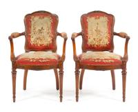 A Pair of Louis XVI Style Fauteuils Height 37 1/4 inches. — 20TH CENTURY