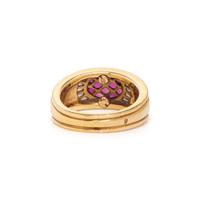 MAUBOUSSIN, RUBY, MOTHER-OF-PEARL, AND DIAMOND RING