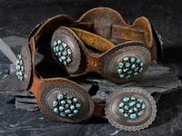 Navajo Silver and Turquoise Cluster Concha Belt