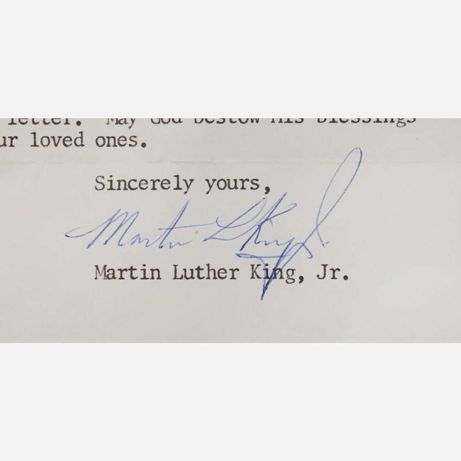 [African-Americana] King, Martin Luther, Jr. Typed letter, signed