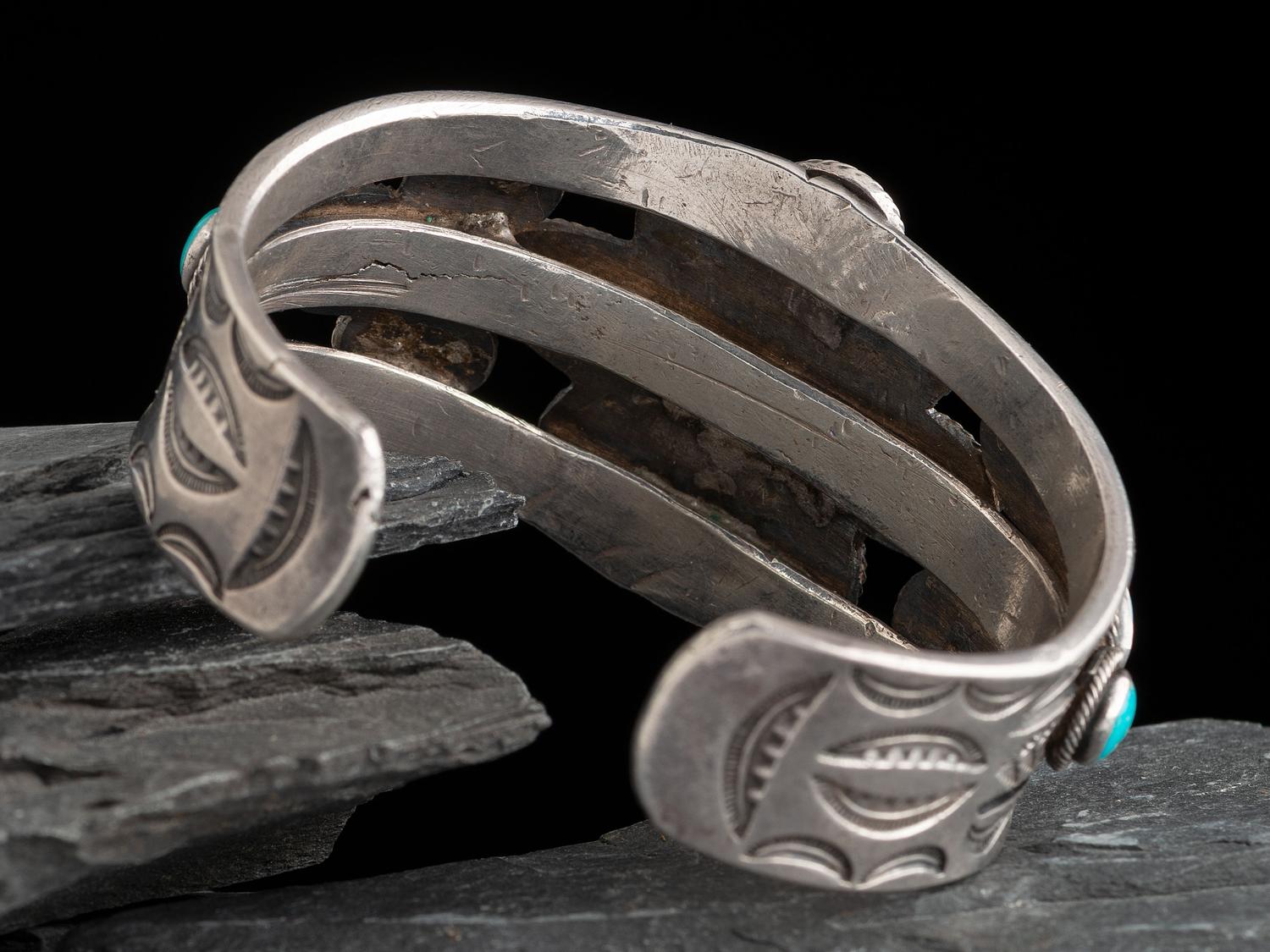 Navajo Turquoise Cluster Cuff Bracelet