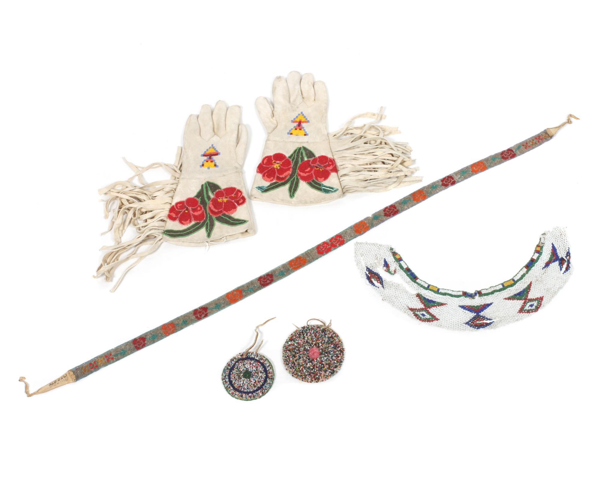 Five Shoshone Beaded Articles Length of first: 13 1/2 inches.