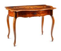 A Continental Walnut and Marquetry Table