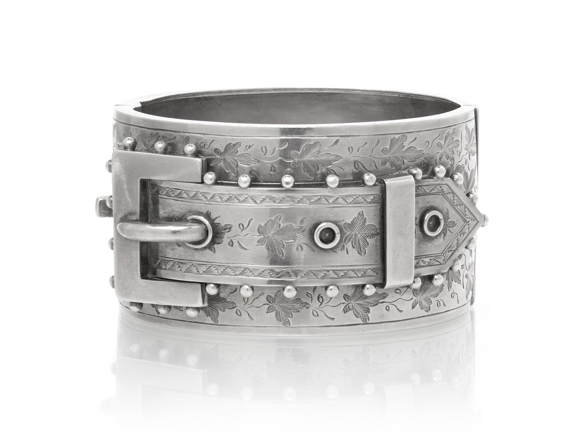 An Antique Sterling Silver Belt Motif Bracelet, 40.50 dwts.