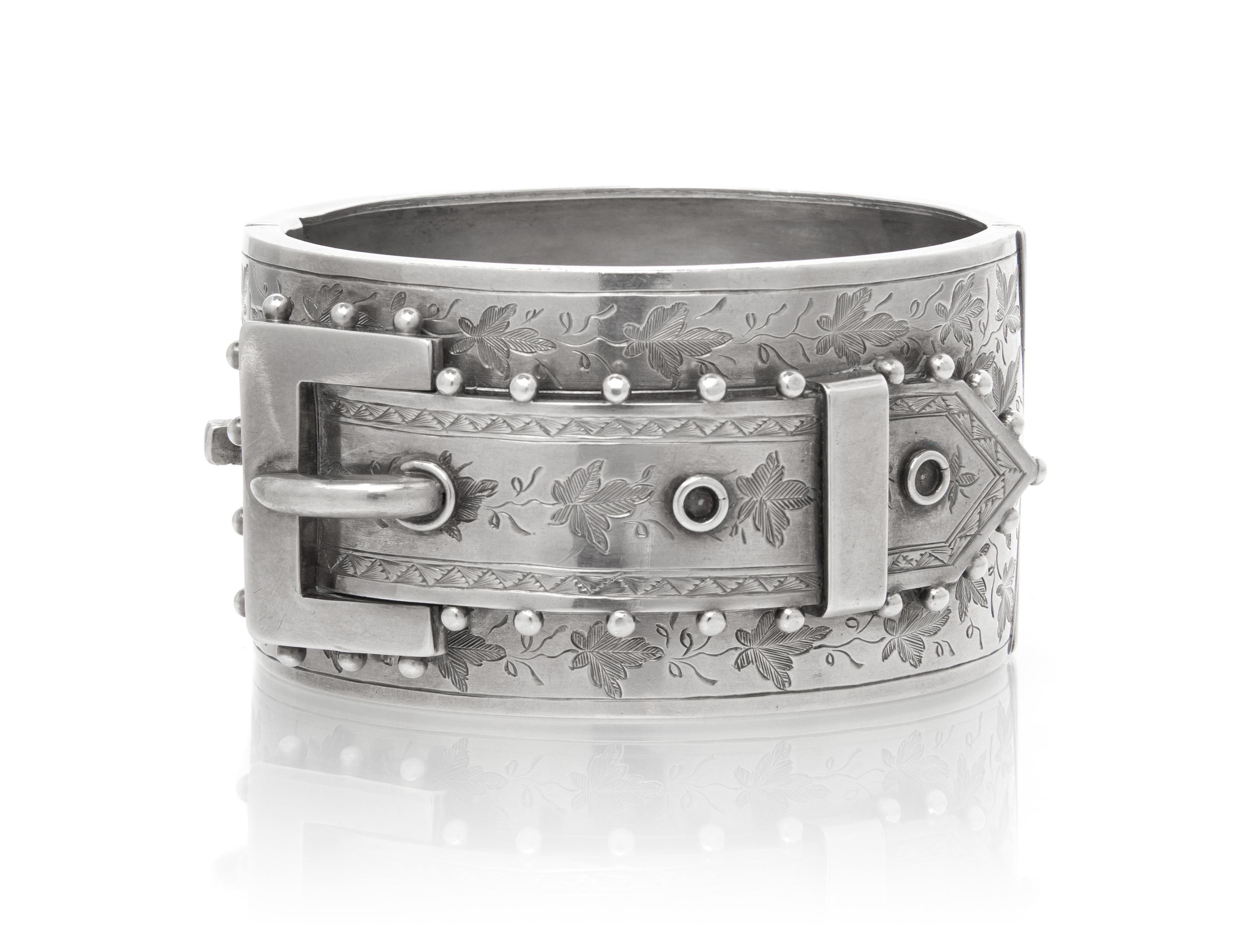 An Antique Sterling Silver Belt Motif Bracelet, 40.50 dwts.