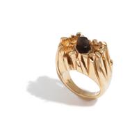 BARRY MERRITT, YELLOW GOLD AND SMOKEY QUARTZ RING