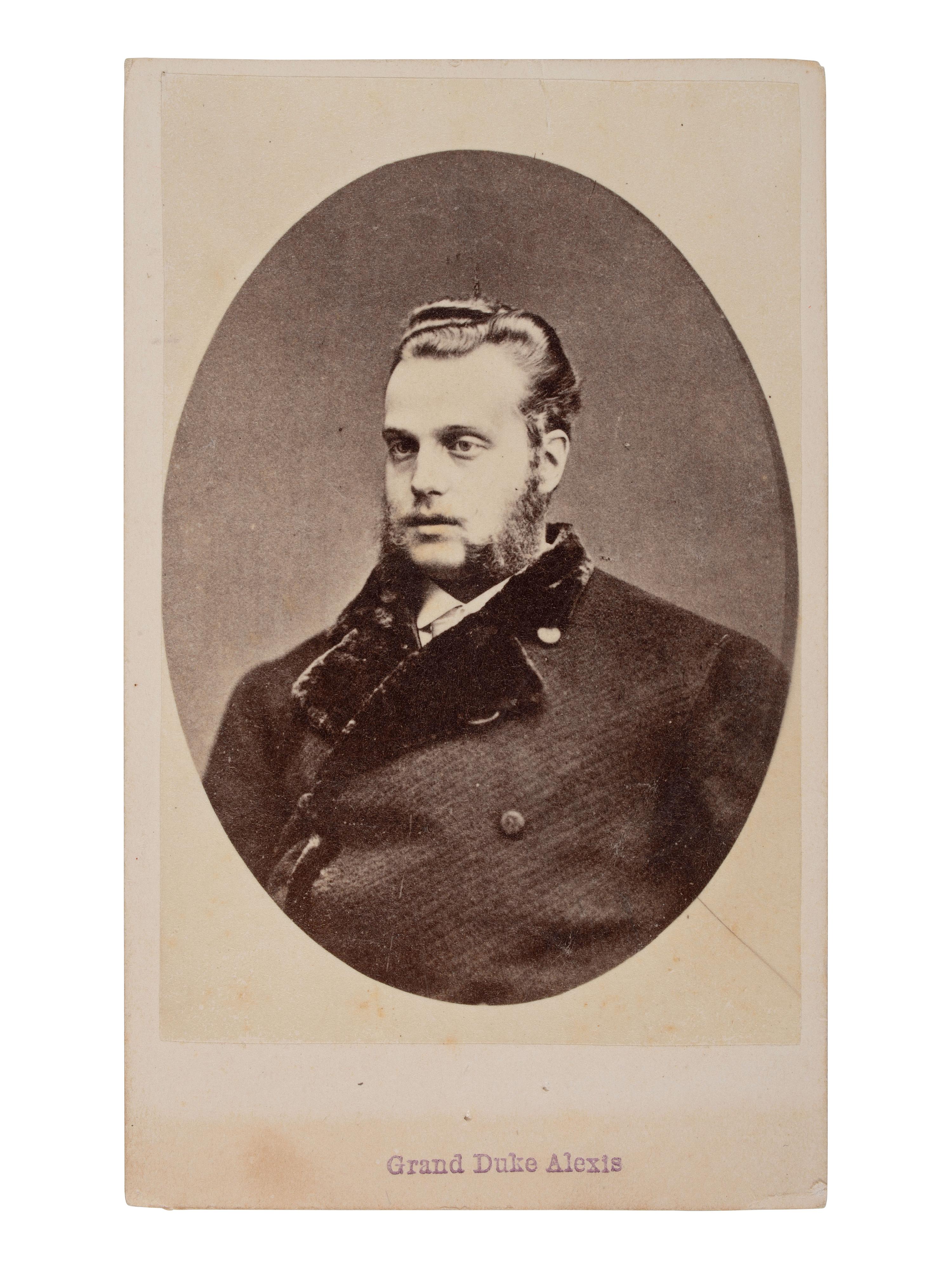 [CUSTER, George Armstrong]. SCHOLTEN, James A., photog. CDV of George Armstrong Custer in buckskins. [ With :] CDV of Grand Duke Alexis.