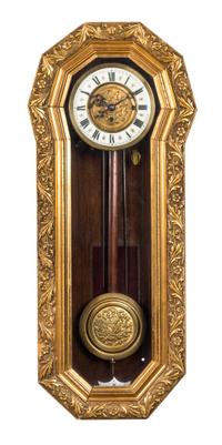 A Continental Giltwood Wall Clock Height 33 inches.