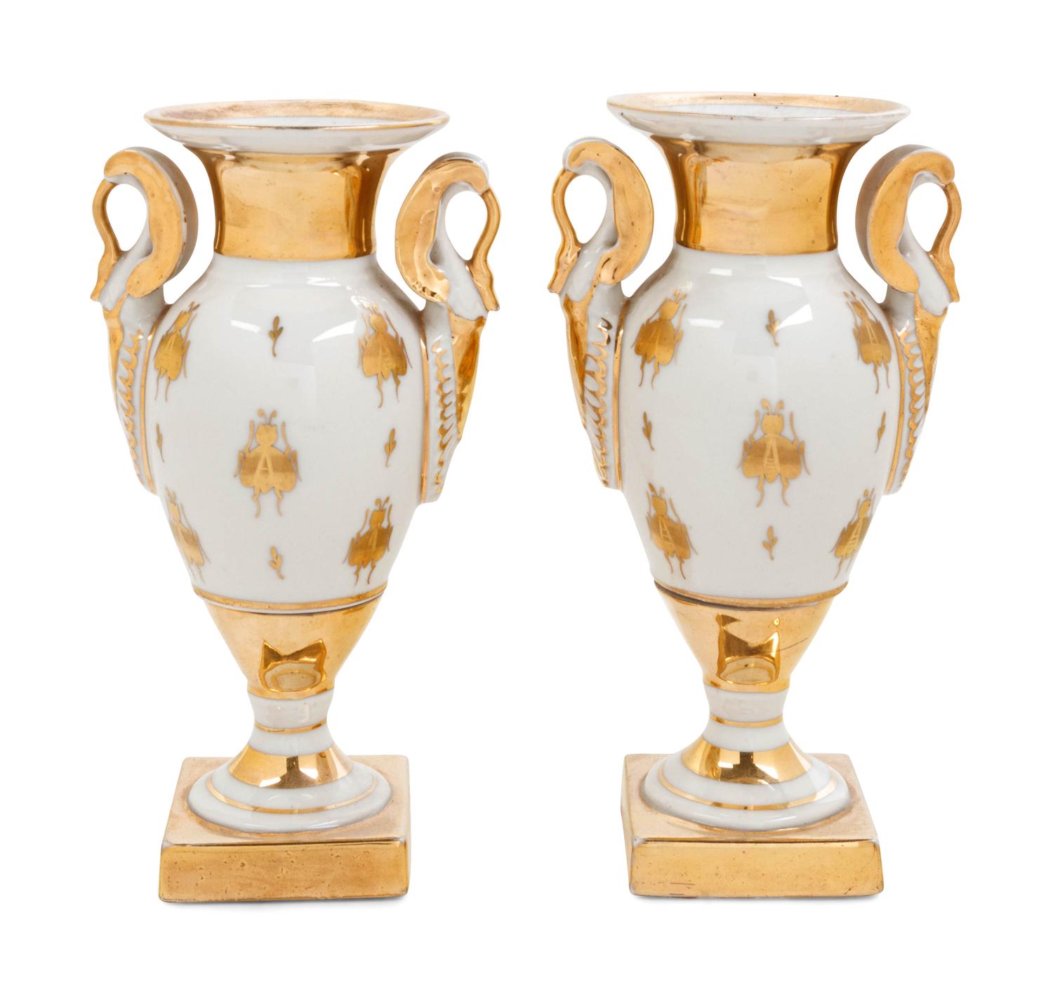 A Pair of Capodimonte Porcelain Urns