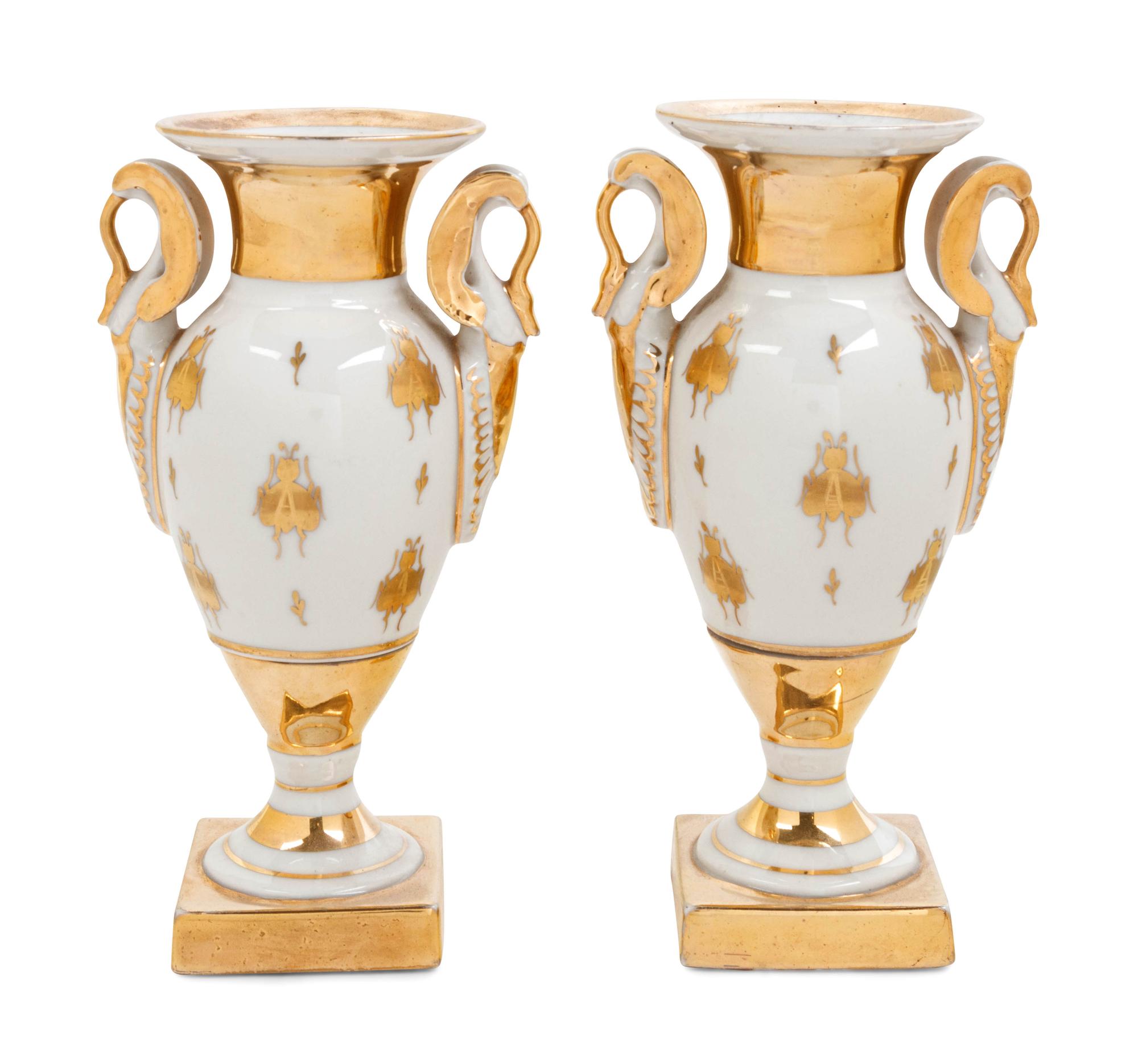 A Pair of Capodimonte Porcelain Urns