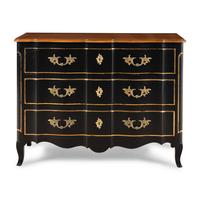 A Louis XV Style Gilt Metal Mounted and Part-Ebonized Commode
