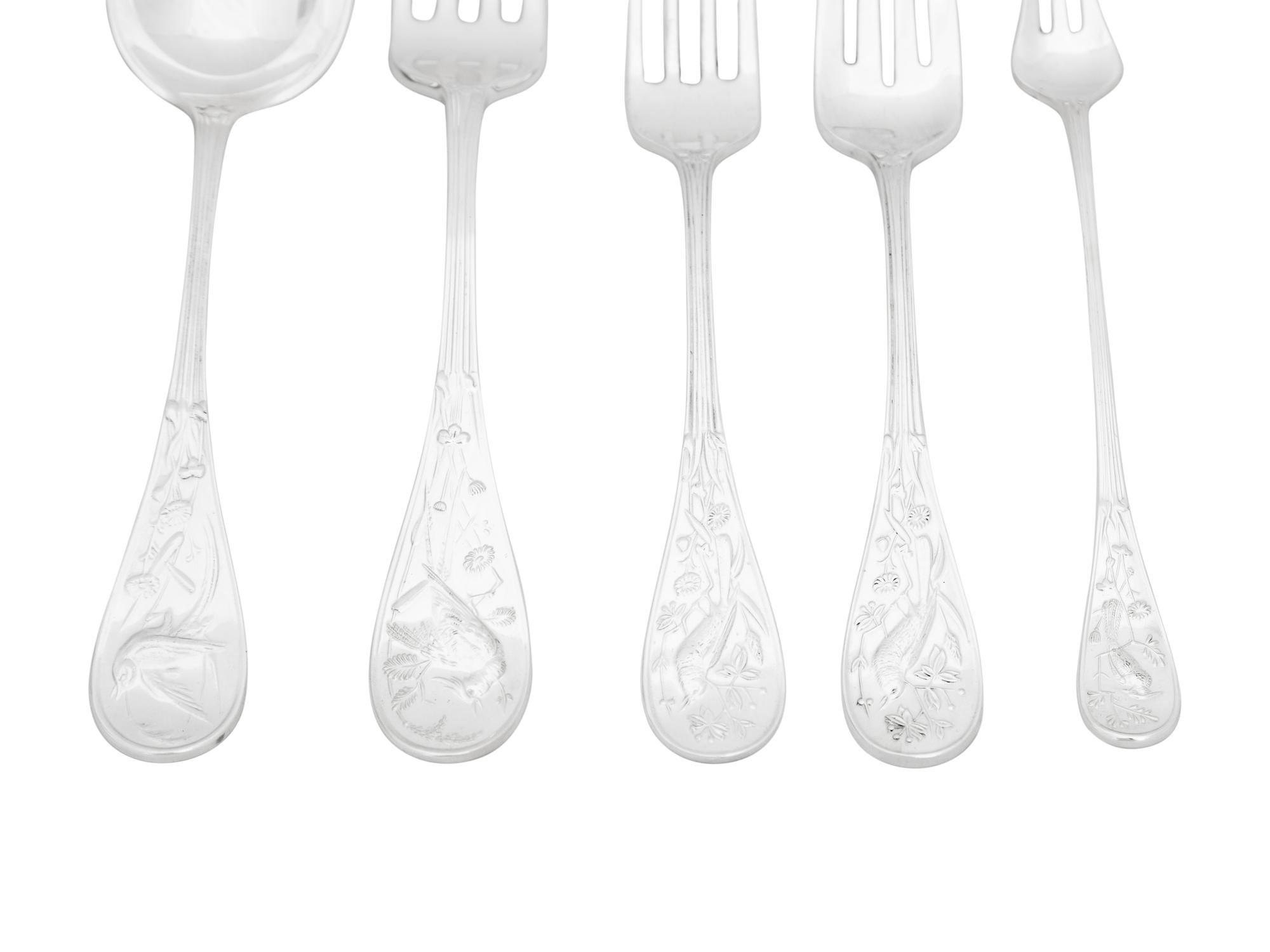 An Assembled Tiffany and Co. Audubon Silver Flatware Service