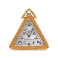 YELLOW GOLD MASONIC OPEN FACE POCKET WATCH AND FOB