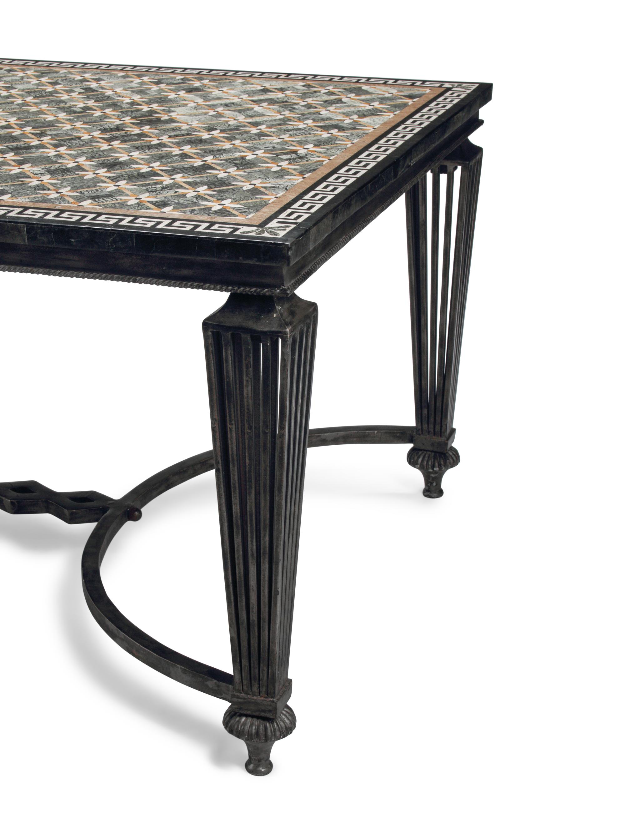 A Large Neoclassical Style Specimen Marble and Cast Metal Table