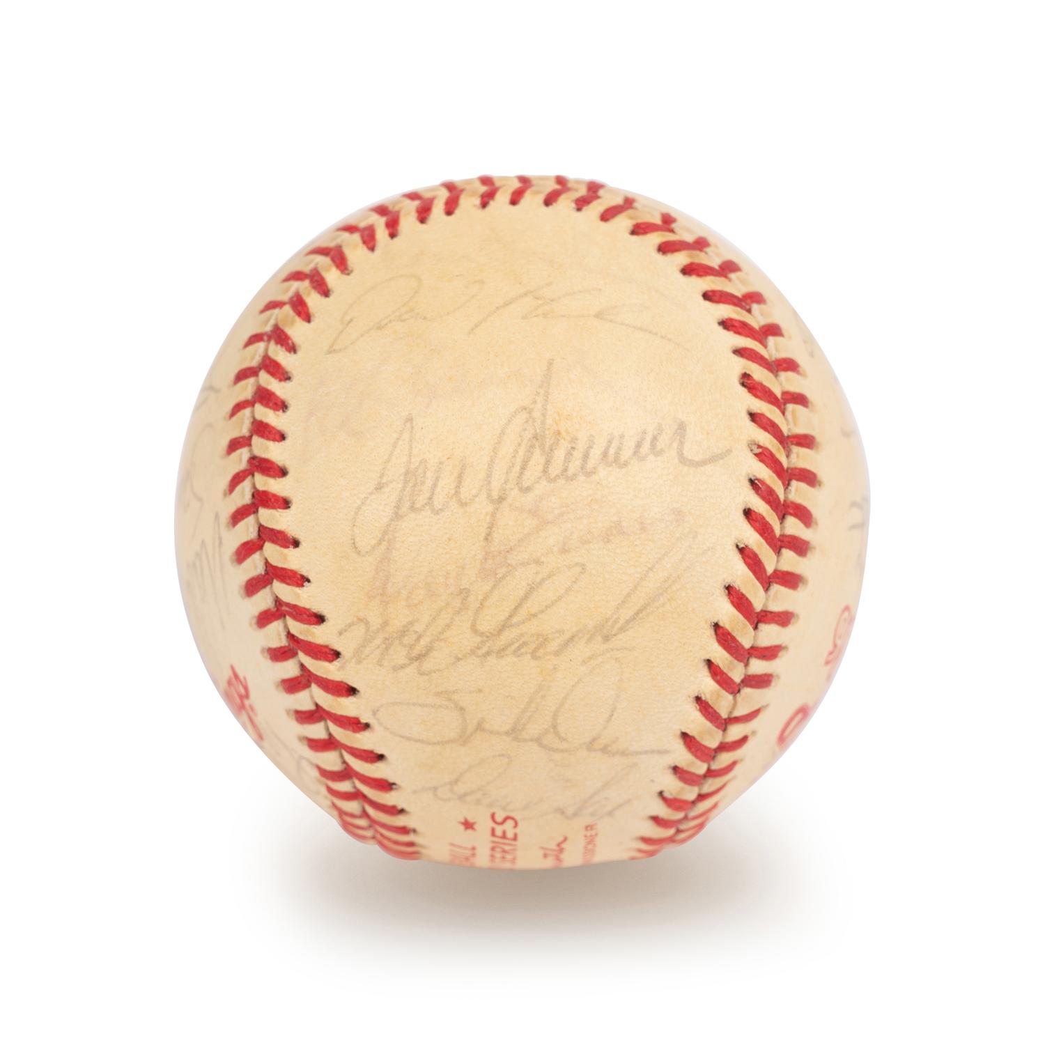 A 1986 Boston Red Sox American League Champions Team Signed Autograph Baseball with 30 Signatures (Beckett Authentication Services Letter BAS Certified),