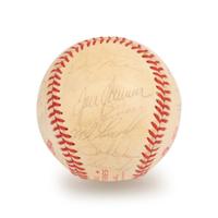 A 1986 Boston Red Sox American League Champions Team Signed Autograph Baseball with 30 Signatures (Beckett Authentication Services Letter BAS Certified),