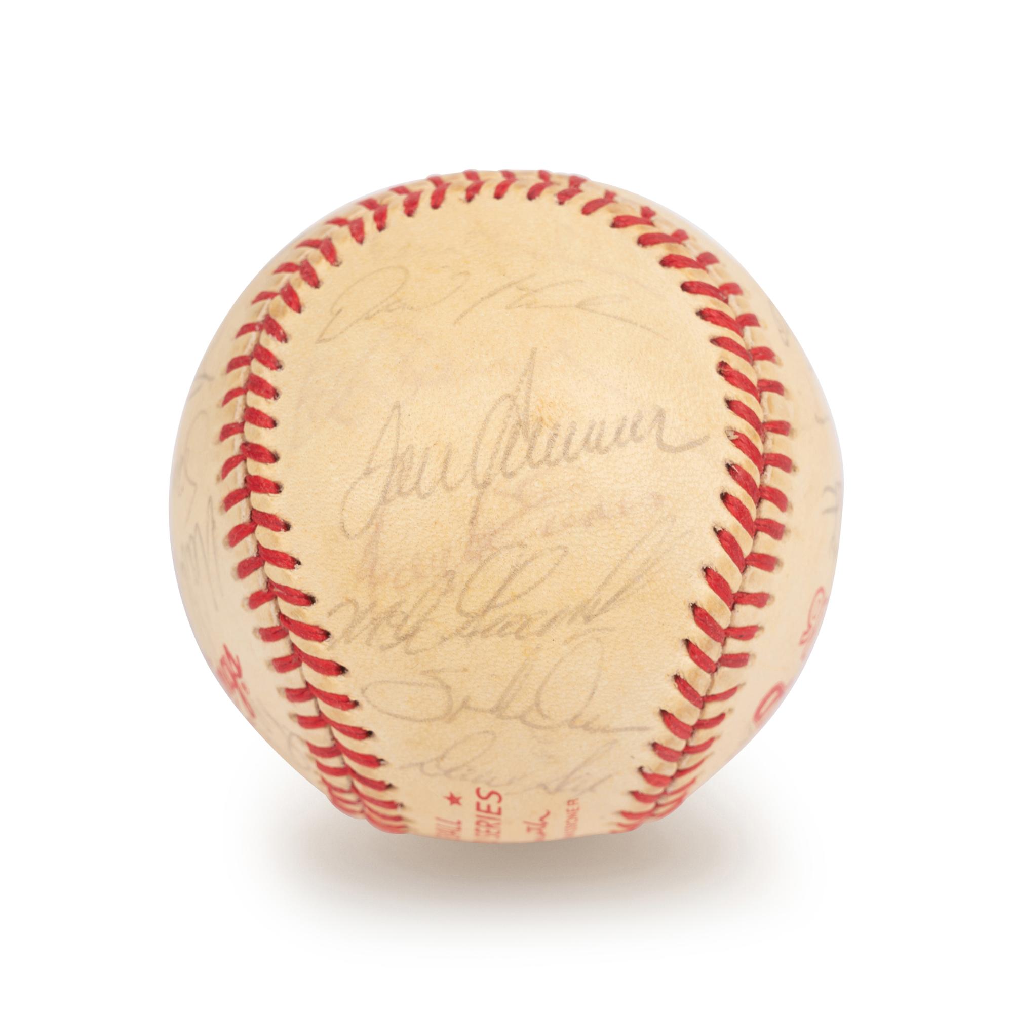 A 1986 Boston Red Sox American League Champions Team Signed Autograph Baseball with 30 Signatures (Beckett Authentication Services Letter BAS Certified),