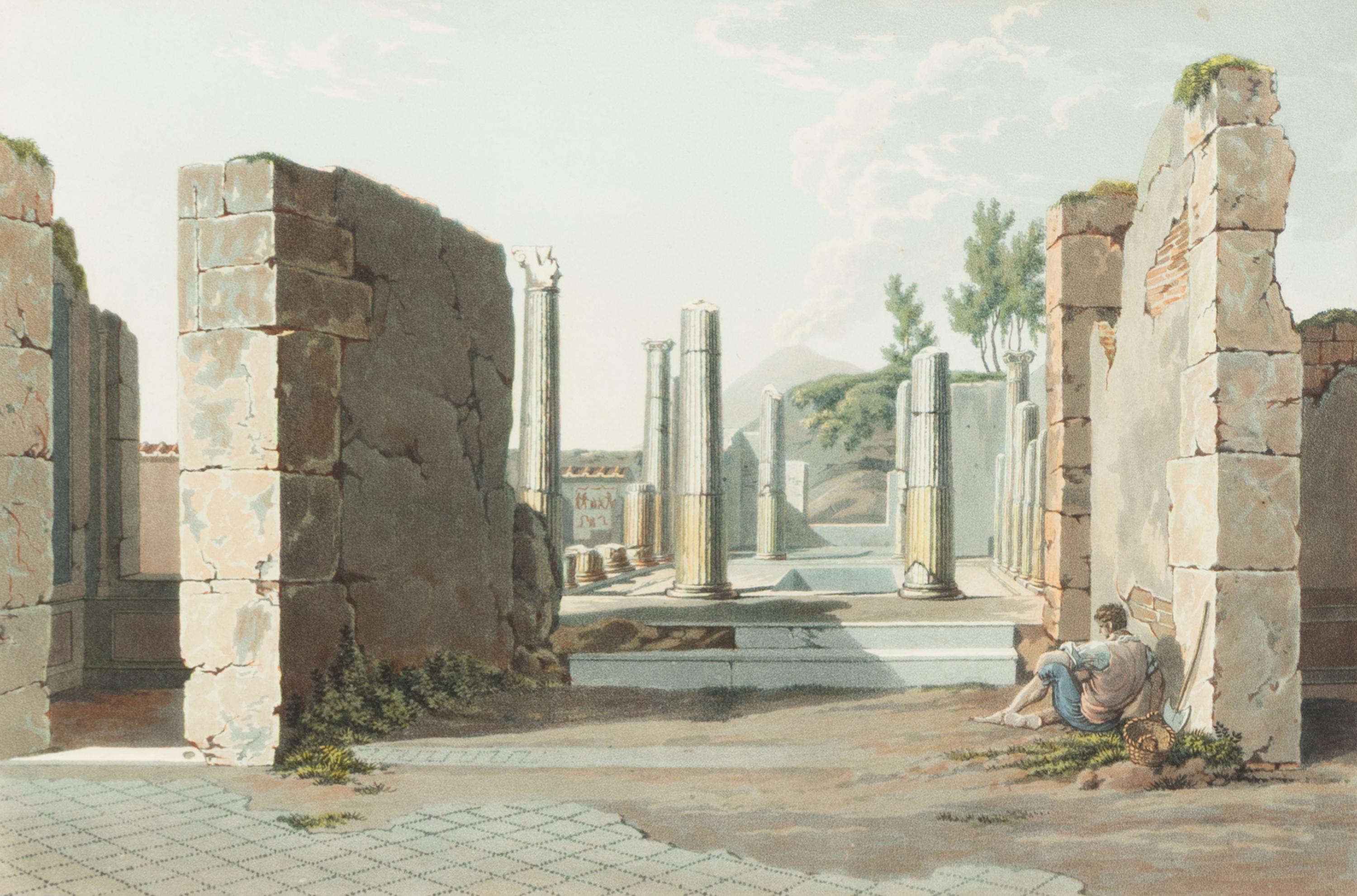Two Hand Colored Engravings of Pompeii (19th Century)