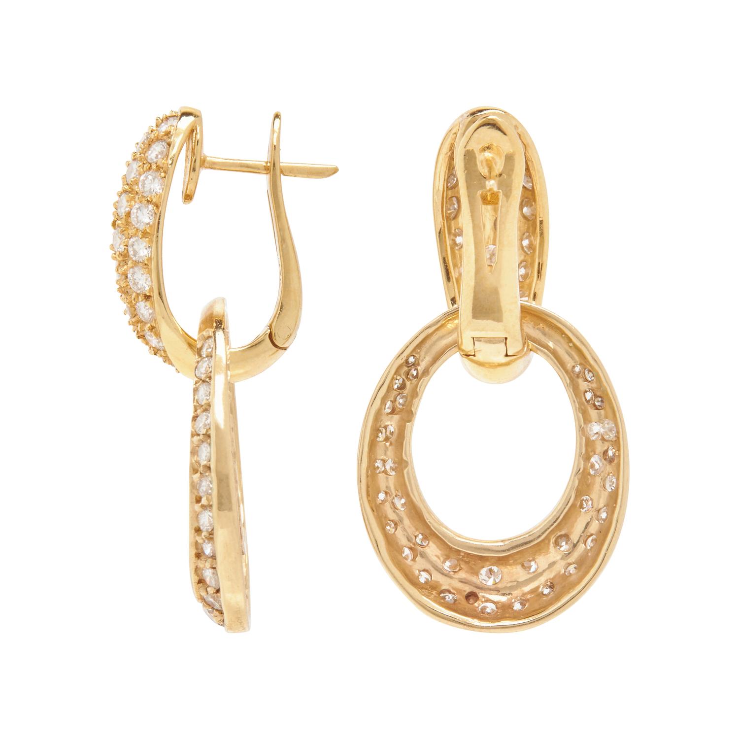 YELLOW GOLD AND DIAMOND CONVERTIBLE DIAMOND EARRINGS
