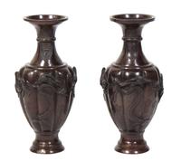 A Pair of Japanese Bronze Vases Height 15 1/4 inches. — EARLY 20TH CENTURY