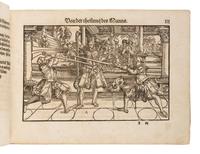 MEYER, Joachim (ca 1537-1571). Gründtliche Beschreibung, der freyen Ritterlichen unnd Adelichen kunst des Fechtens . Strasbourg: Berger, 1570.