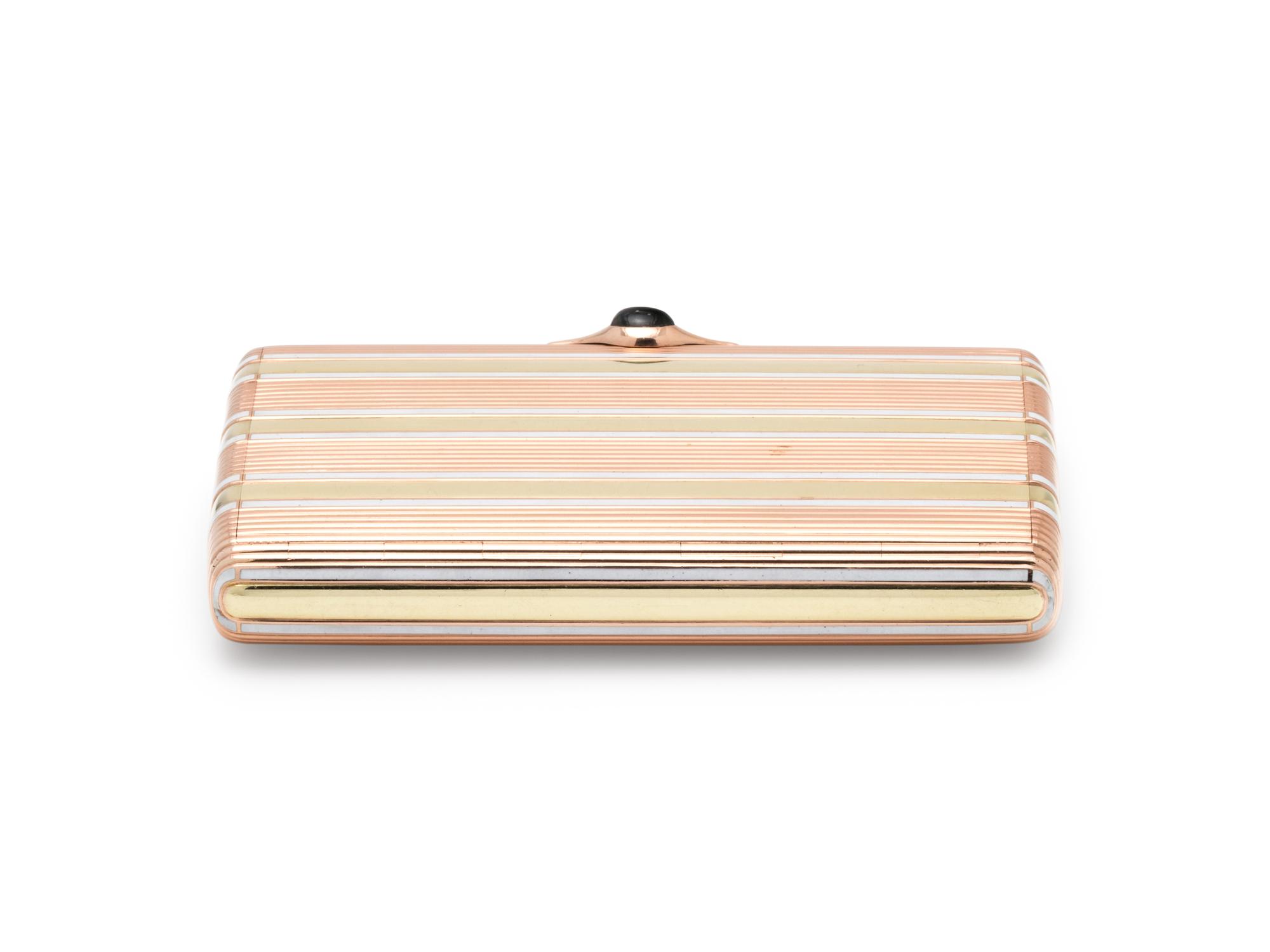 A Russian Vari-Color Gold and Enamel Cigarette Case