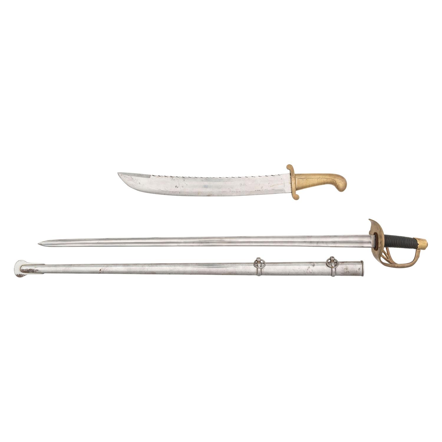 Two Reproduction Edged Weapons: Russian Model 1827 Falchion and French AN XIII Saber
