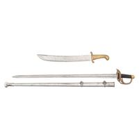 Two Reproduction Edged Weapons: Russian Model 1827 Falchion and French AN XIII Saber