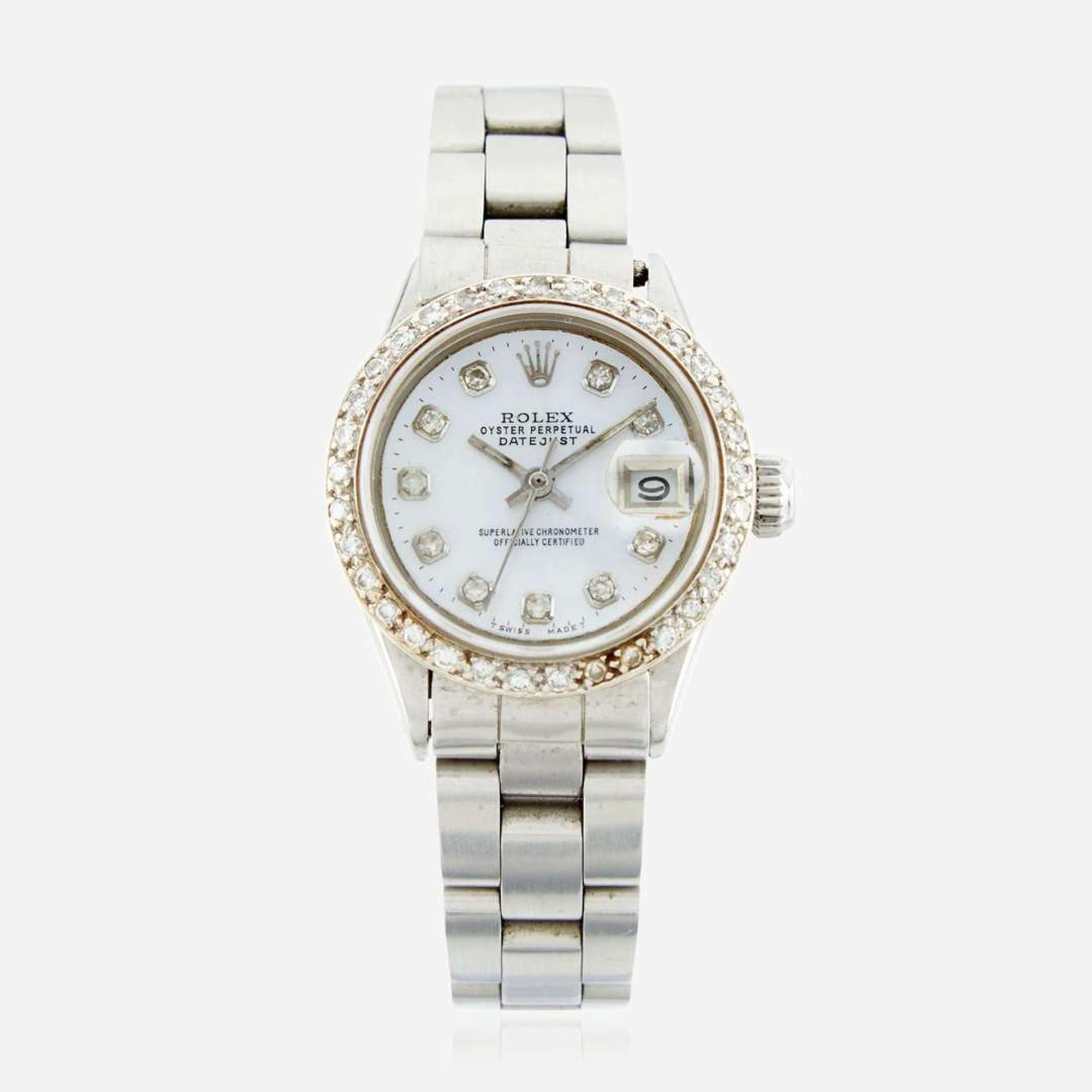A lady's stainless steel diamond dial watch, Rolex Ref. 6516