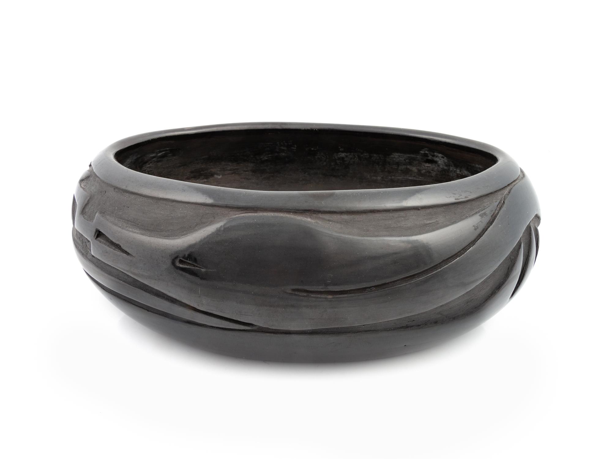 Carved Blackware Pottery Bowl, with Avanyu