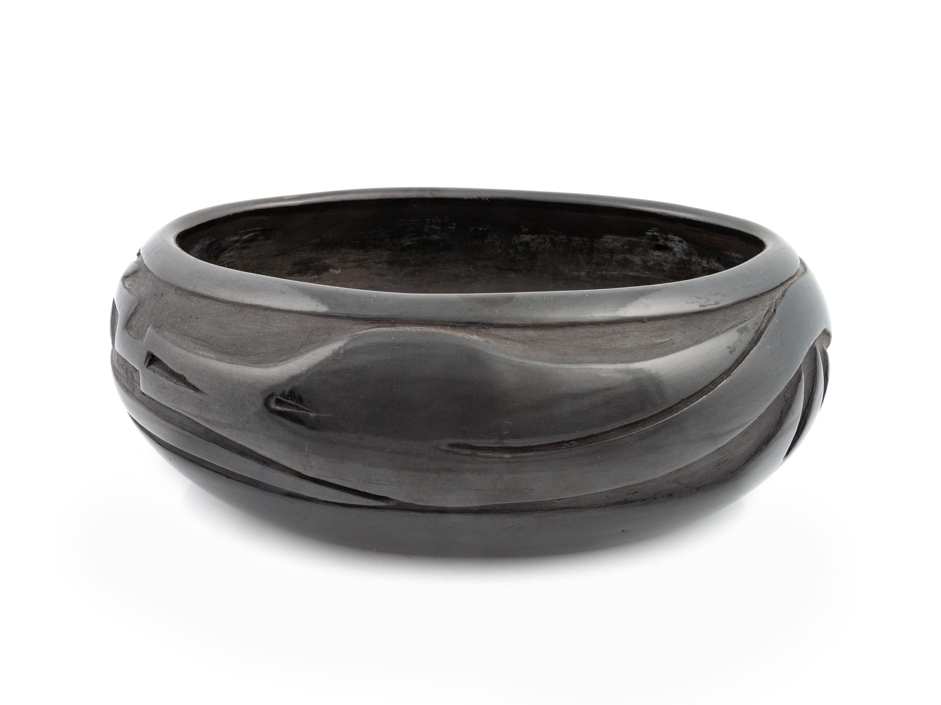 Carved Blackware Pottery Bowl, with Avanyu