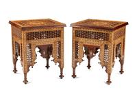 A Pair of Levantine Marquetry and Abalone-Inlaid Side Tables