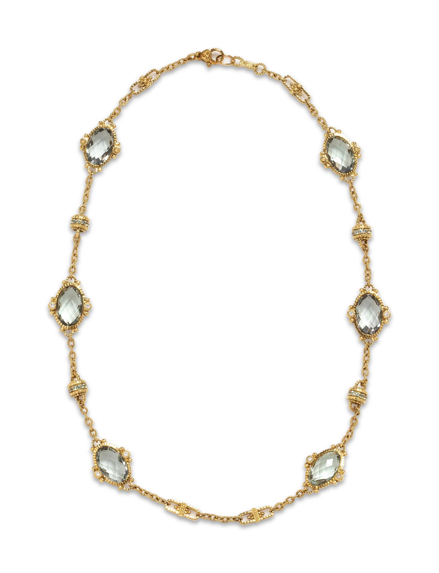 JUDITH RIPKA, PRASIOLITE AND DIAMOND NECKLACE