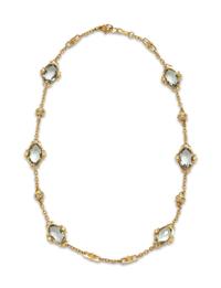 JUDITH RIPKA, PRASIOLITE AND DIAMOND NECKLACE