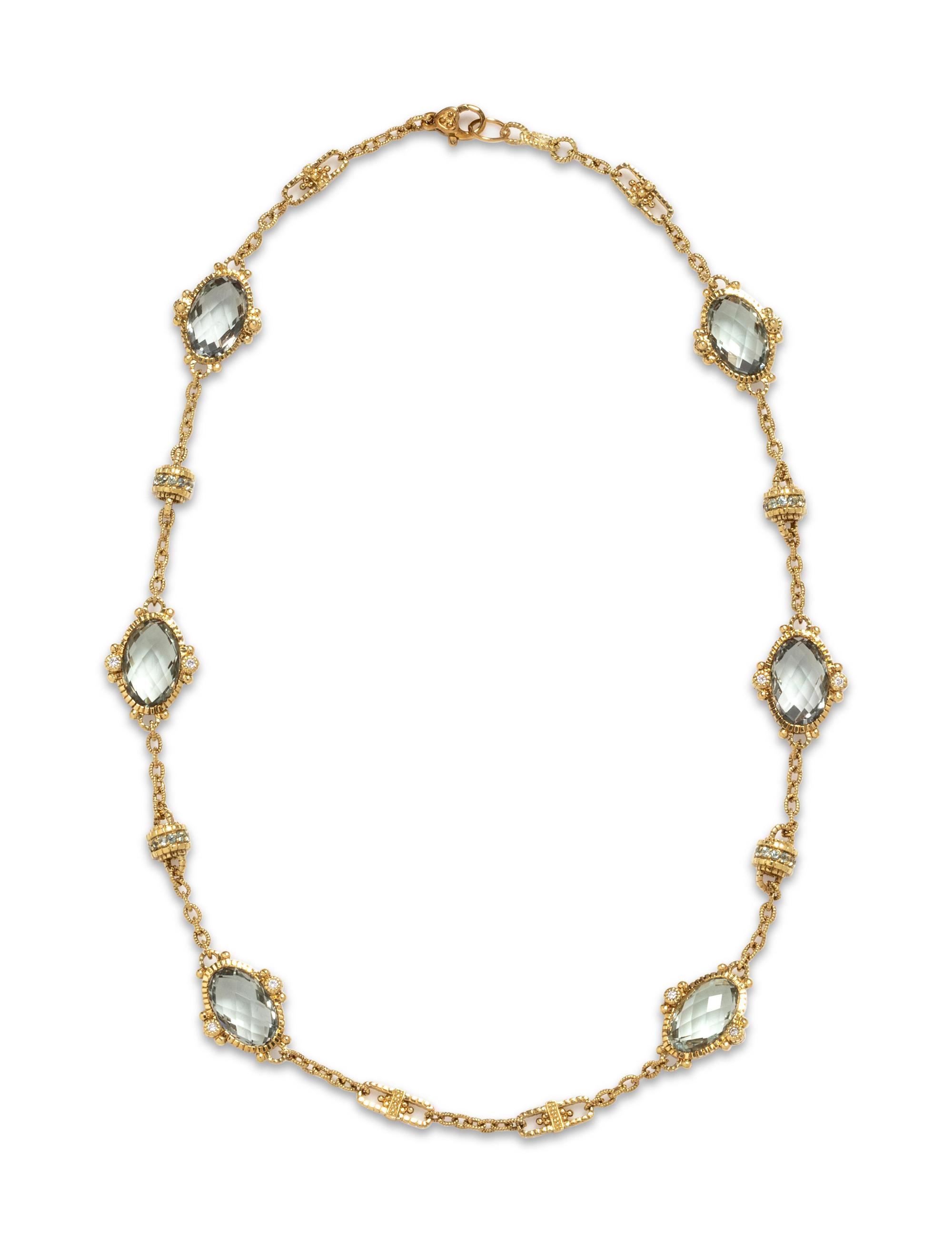 JUDITH RIPKA, PRASIOLITE AND DIAMOND NECKLACE