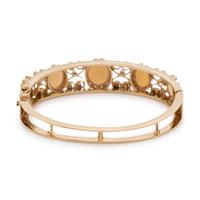 YELLOW GOLD, OPAL AND DIAMOND BANGLE BRACELET