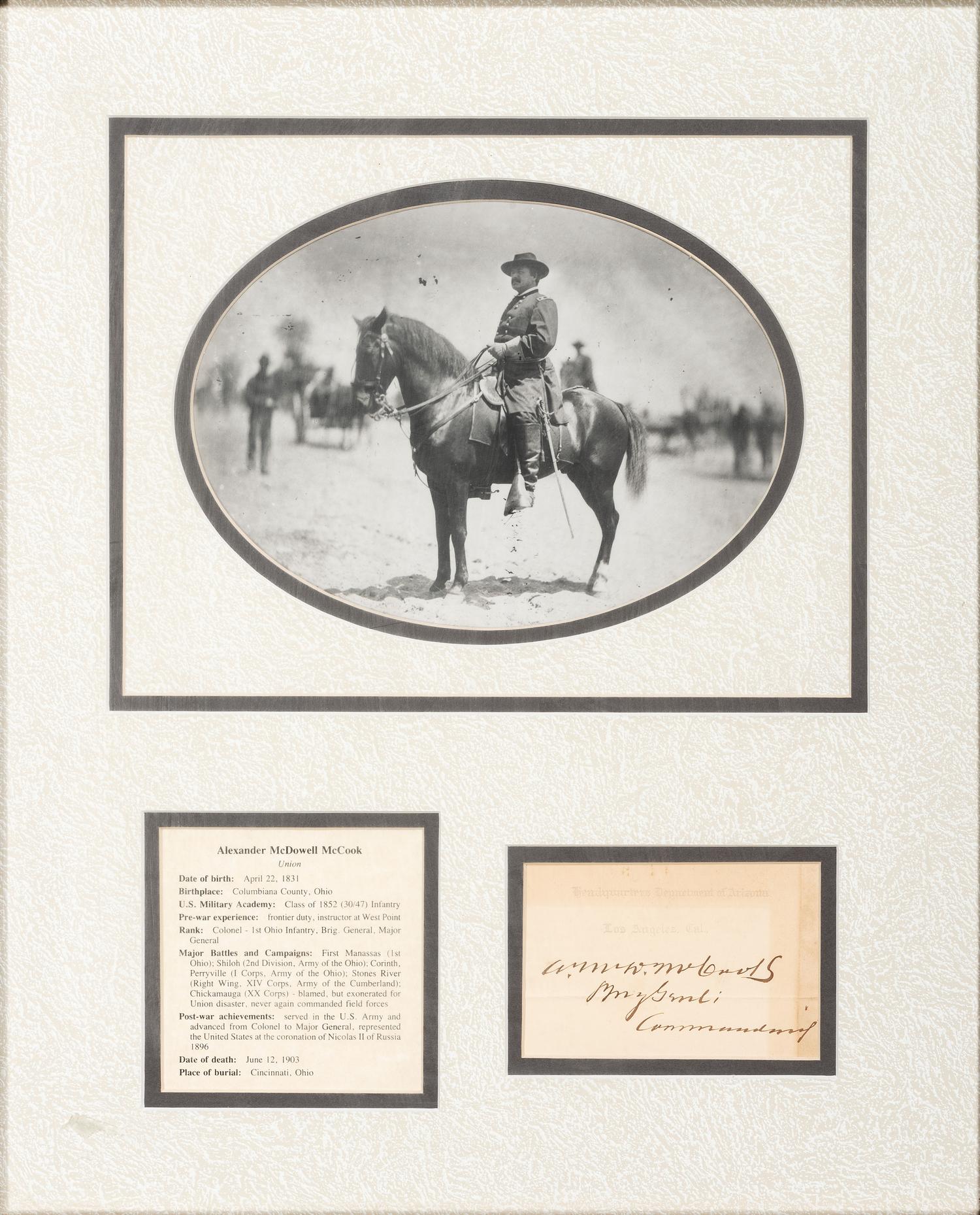 [CIVIL WAR]. 3 items, incl. Alexander M. McCook signature as Brigadier General.
