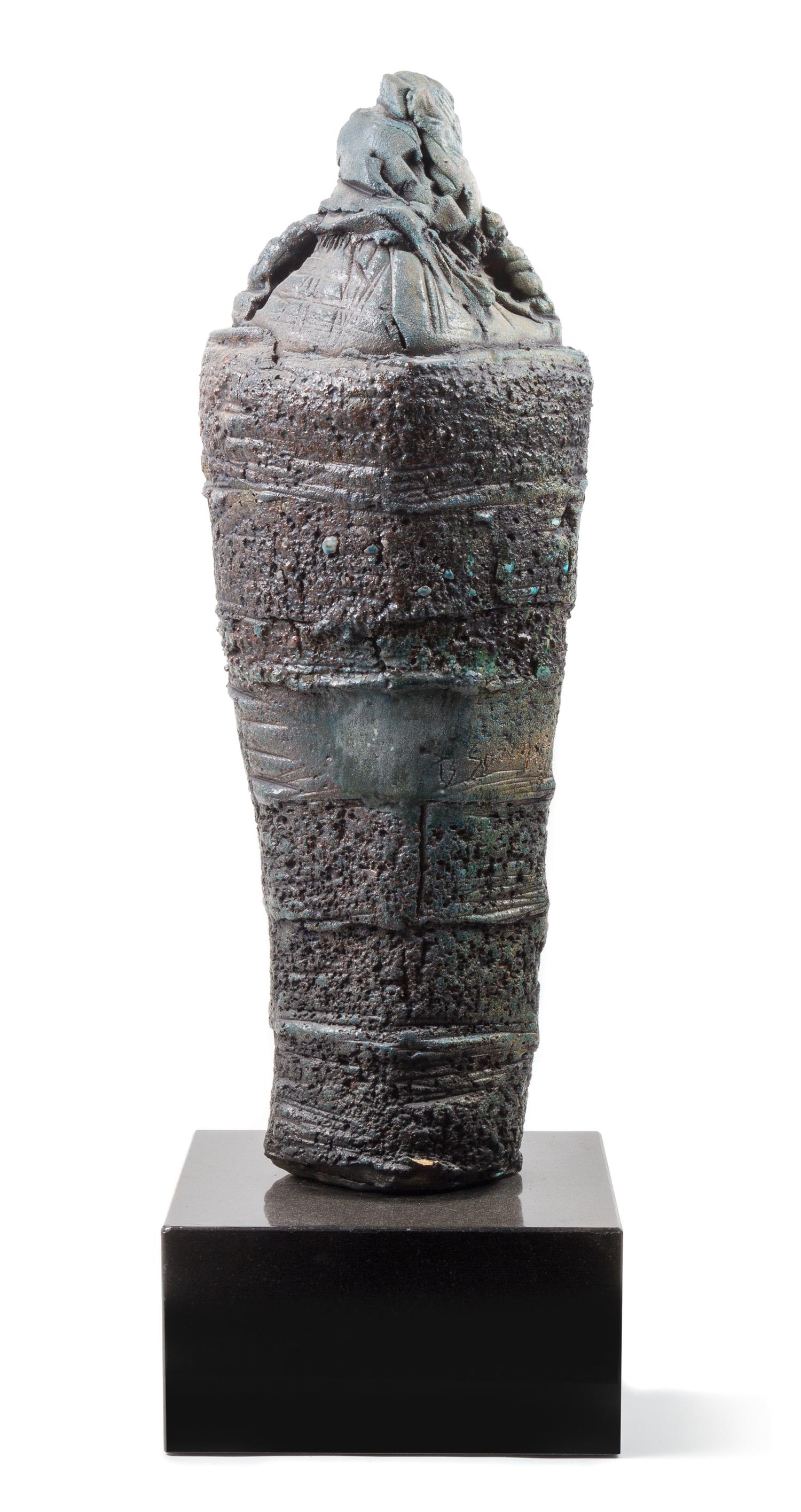 An American Studio Ceramic Sculpture, Barbara Sorensen Height 32 x width 12 x depth 9 inches.
