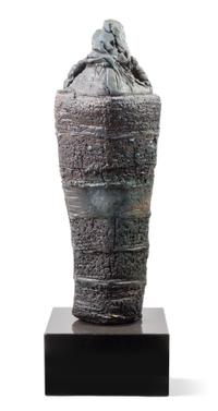 An American Studio Ceramic Sculpture, Barbara Sorensen Height 32 x width 12 x depth 9 inches.