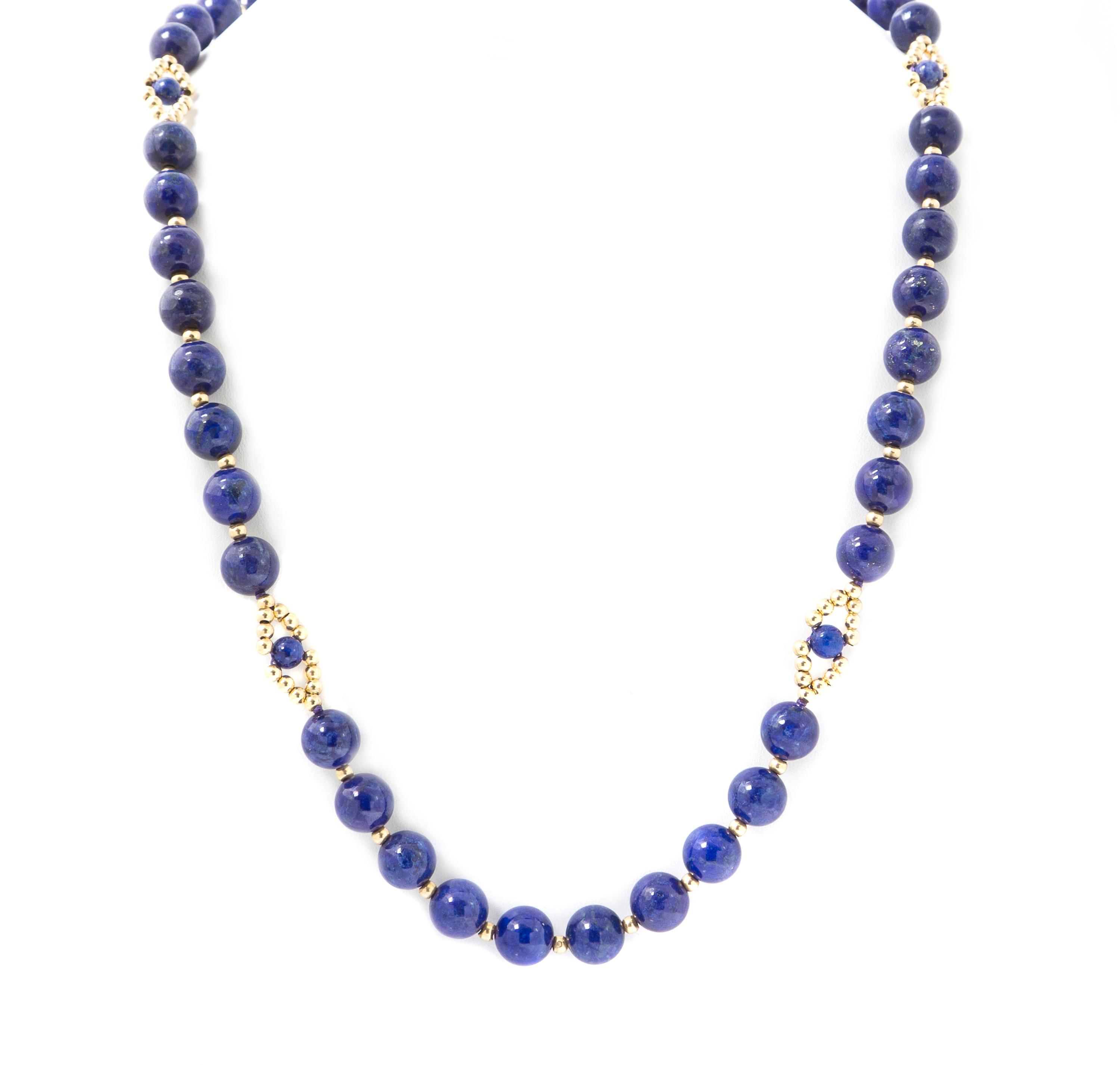 A Lapis Lazuli and Gold Bead Necklace,