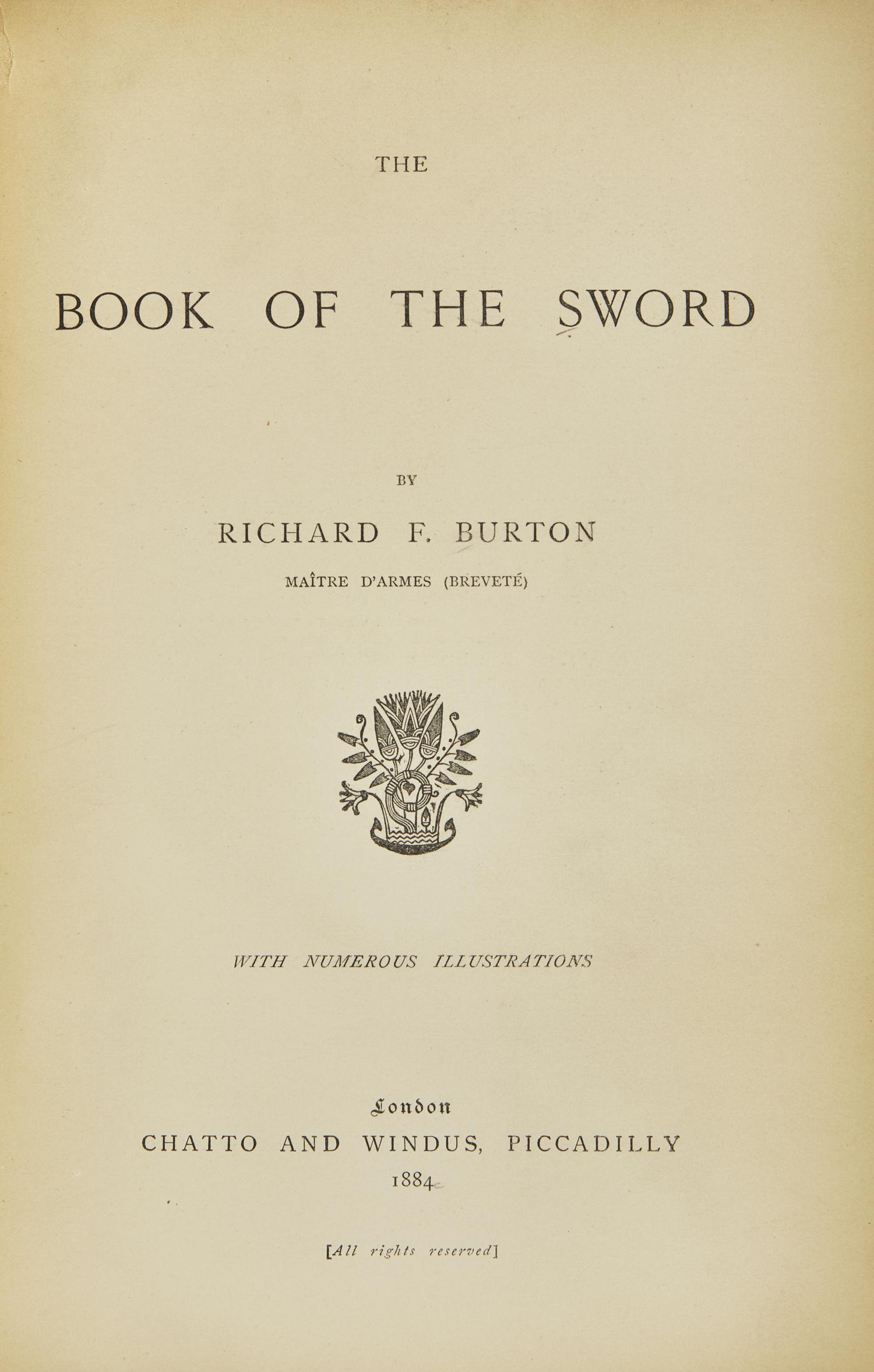 [Arms & Armor] Burton, Richard F. The Book of the Sword