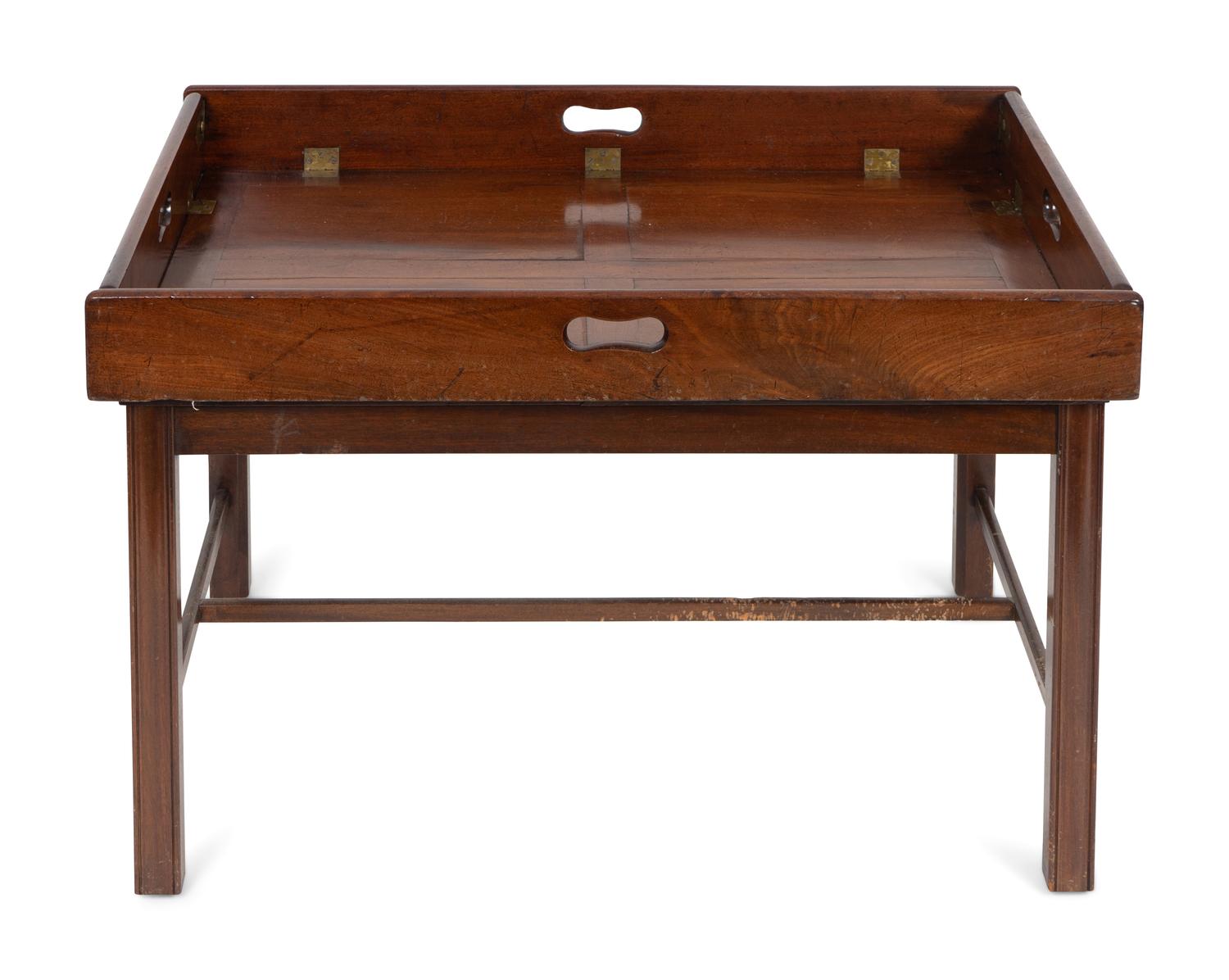 A George III Style Brass-Mounted Mahogany Butler's Tray on Later Stand — 19TH CENTURY