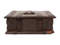 A Spanish Iron Mounted Strong Box