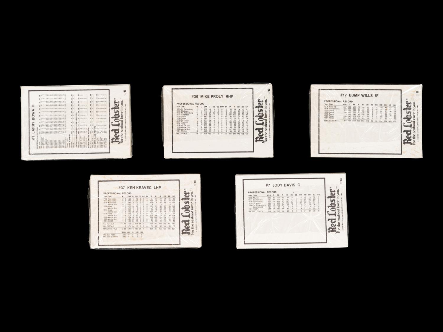 A Group of Five 1982 Chicago Cubs Red Lobster Factory Sealed Unopened Team Sets - Ryne Sandberg Rookie Cards