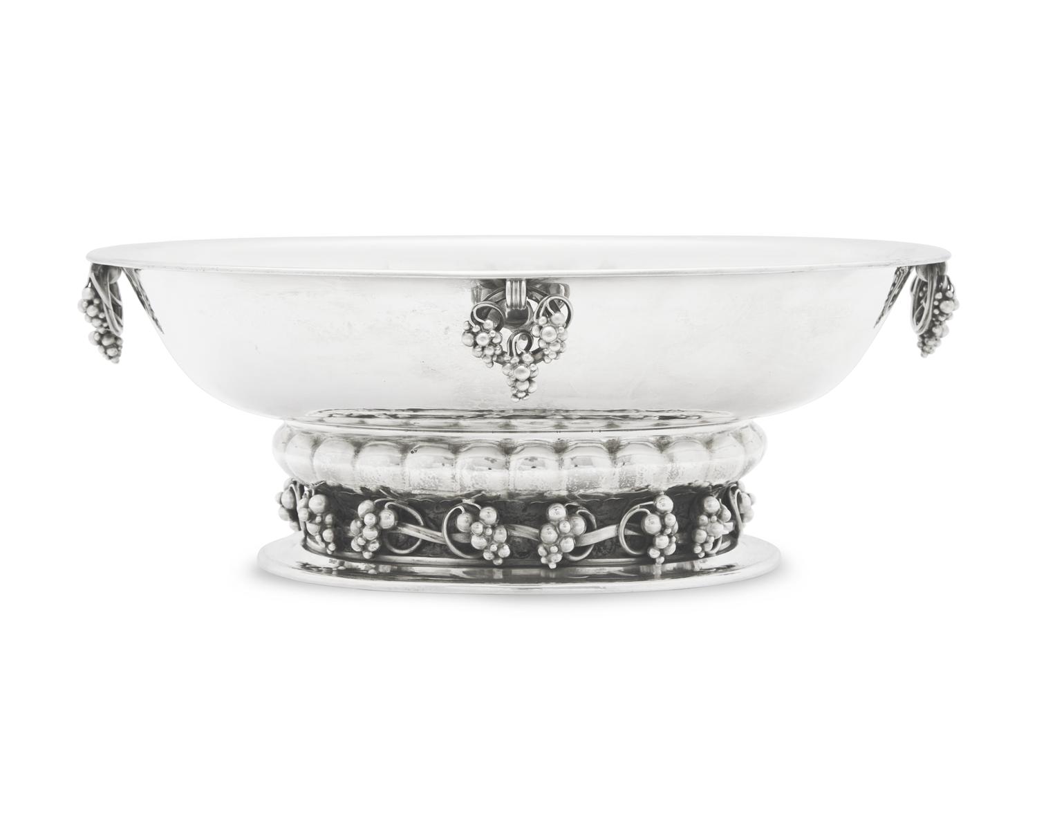 A Georg Jensen Silver Grapevine Centerpiece Bowl