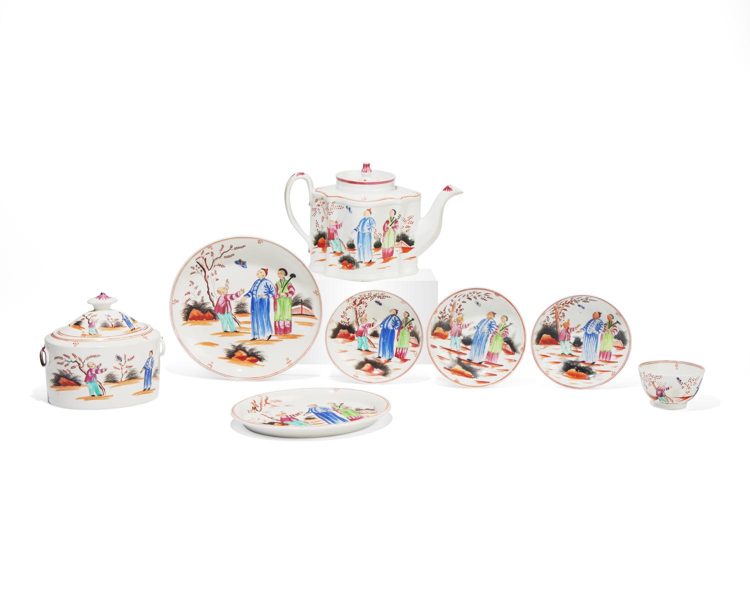 A New Hall Soft-Paste Porcelain Eight-Piece Tea Service